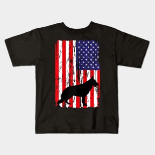 Patriotic German Shepherd American Flag Dog Kids T-Shirt